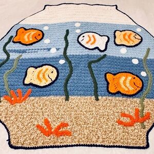 Handmade Crochet Fishbowl baby blanket “Go Against The Flow” Baby Afghan